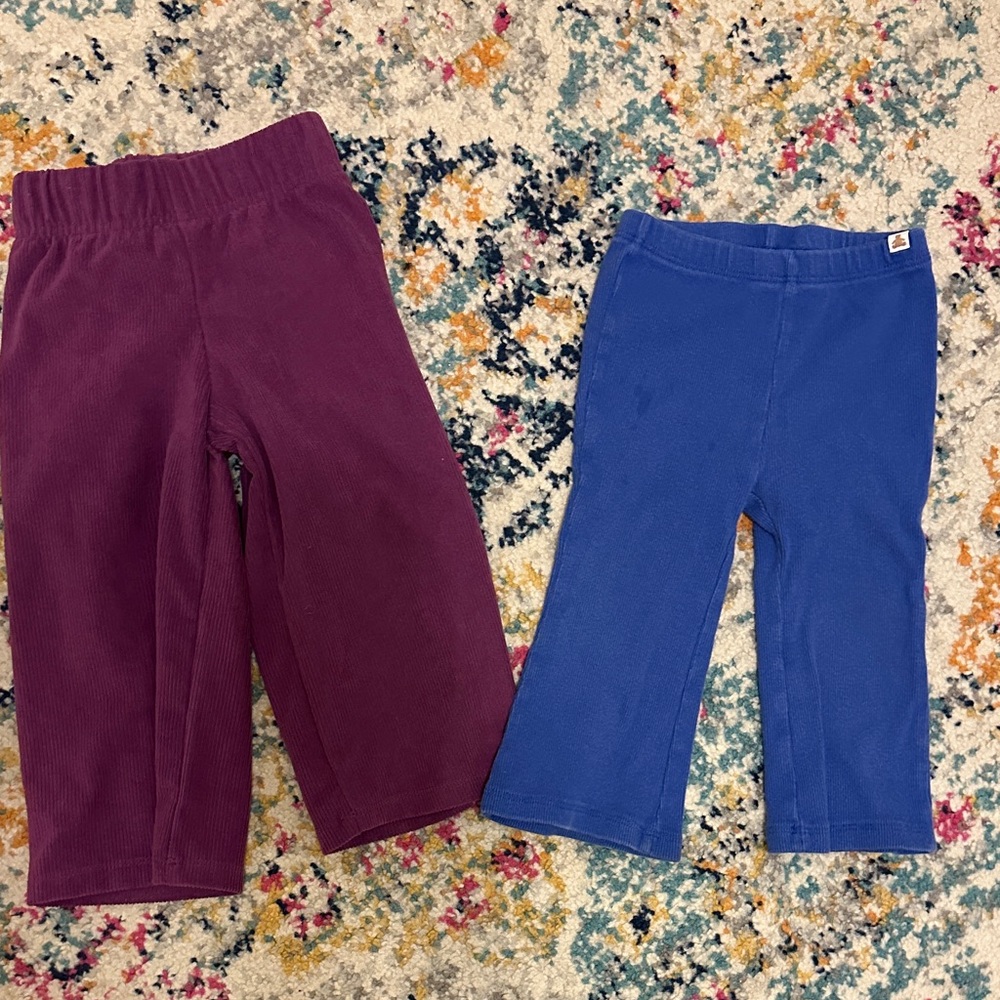 Ribbed wide and flare pants - Plum and Royal Blue
